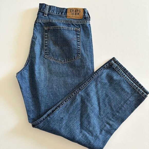 Chaps Jeans Mens 38X30 Mid Rise Straight Fit Medium Wash All Cotton Blue Denim - Picture 9 of 10